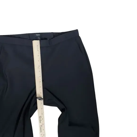 Theory Womens Tapered Dart Ponte Pant Sz L Black Pull On Cropped Pockets Stretch - Picture 15 of 16